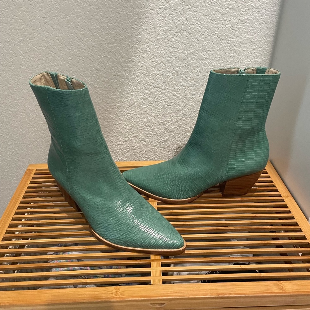 Turquoise ankle booties never worn